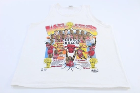 1993 Chicago Bulls Basketball Caricature Graphic Tank Top Athletic Look