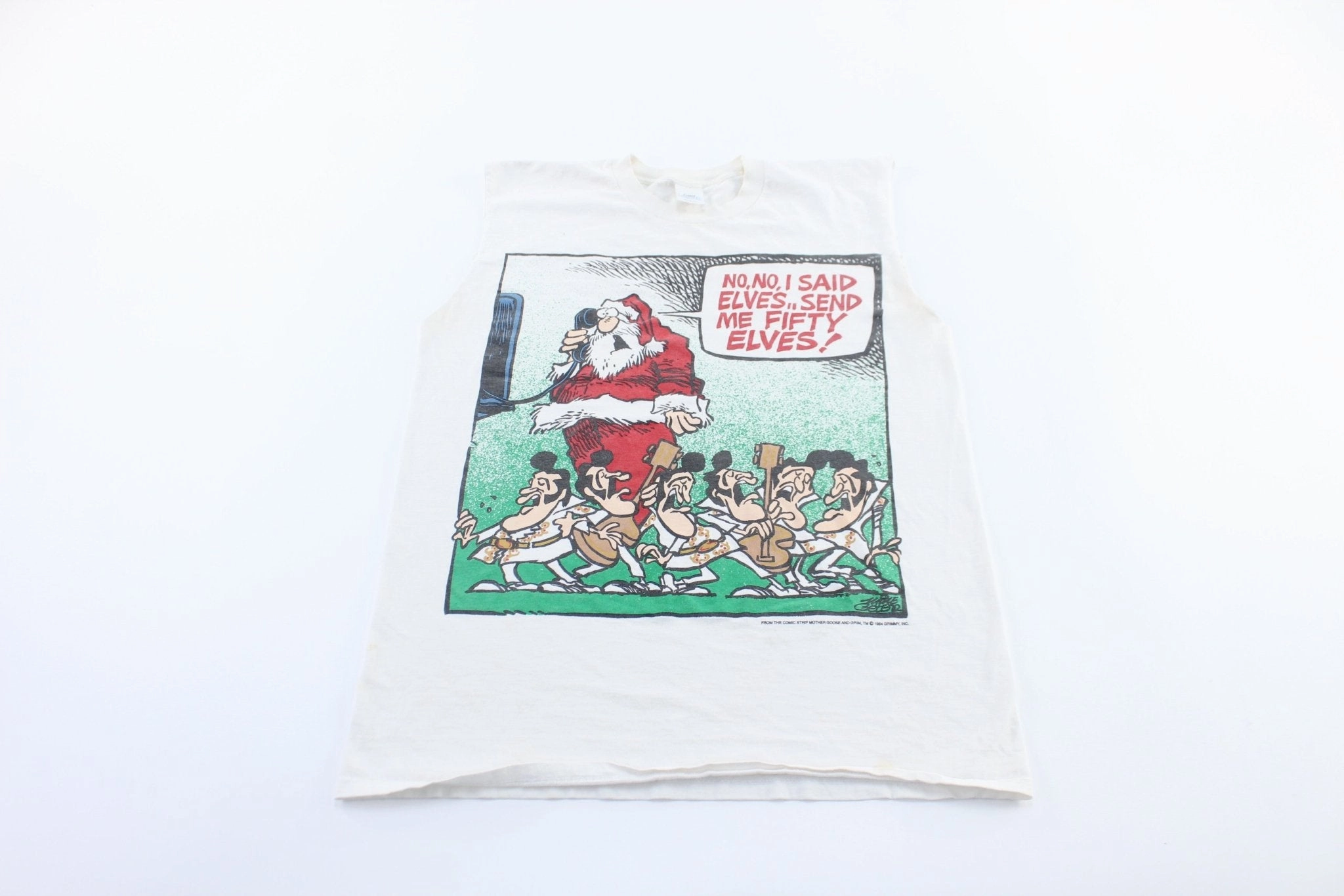 1994 Santa Claus x Elvis Presley Comic Graphic Tank Top Tight Feel