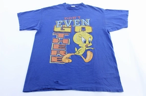 1997 Looney Tunes Tweety Don't Even Go There T-Shirt Casual Must-Have Flexible stretch