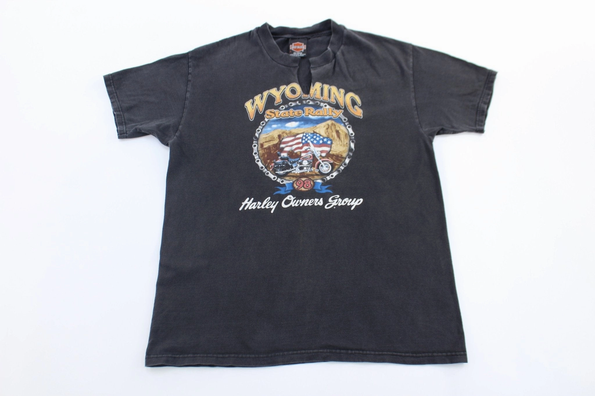 1998 Harley Owners Group Wyoming State Rally T-Shirt windproof Soft Fit Wear