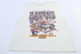 2001 Baltimore Ravens Football Schedule Tank Top Lightweight Layering Reflective Trim Detail