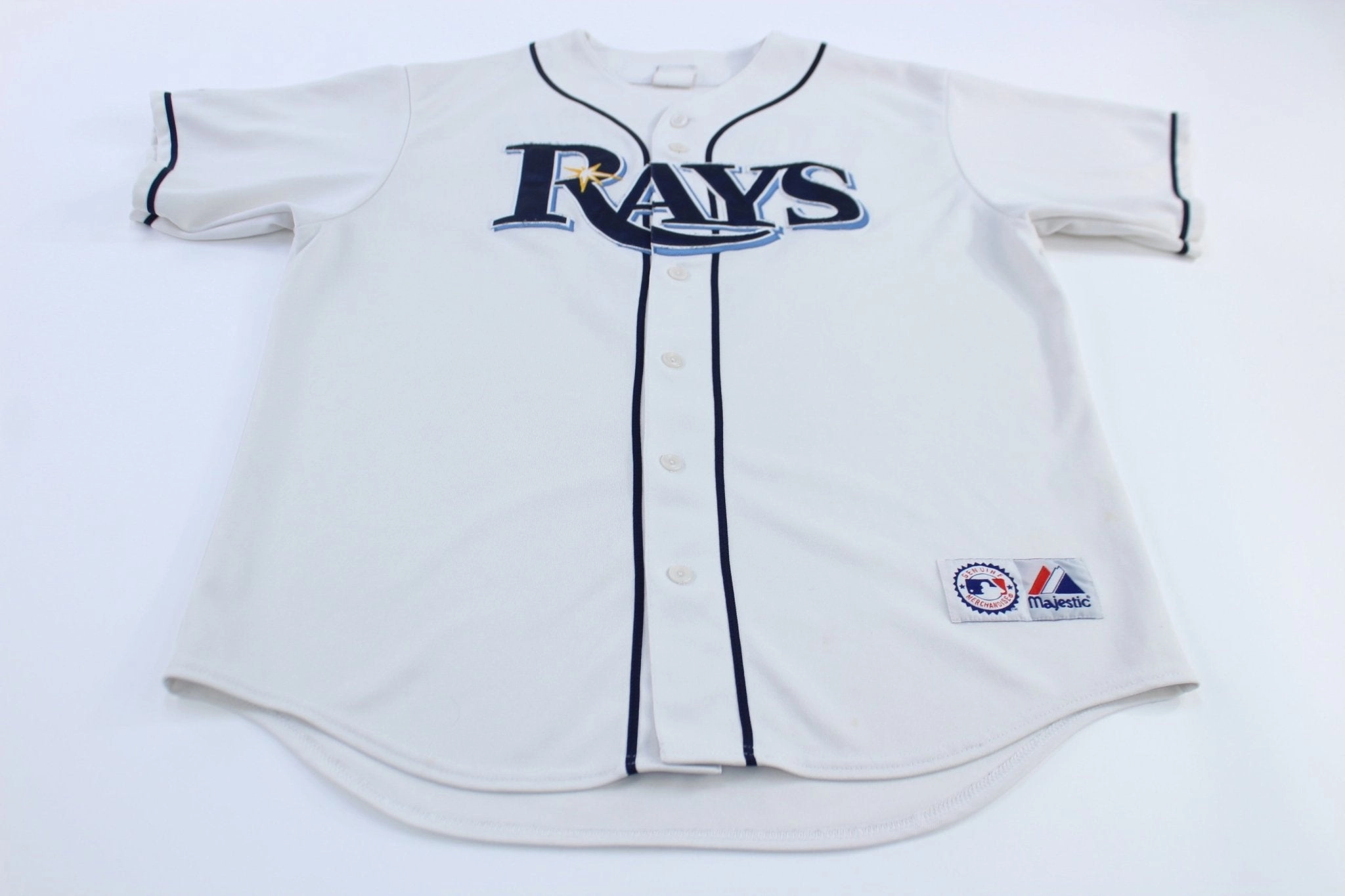 Majestic Embroidered Tampa Bay Rays Evan Longoria Baseball Jersey Layered Mesh Inserts Modern Athletic Cut