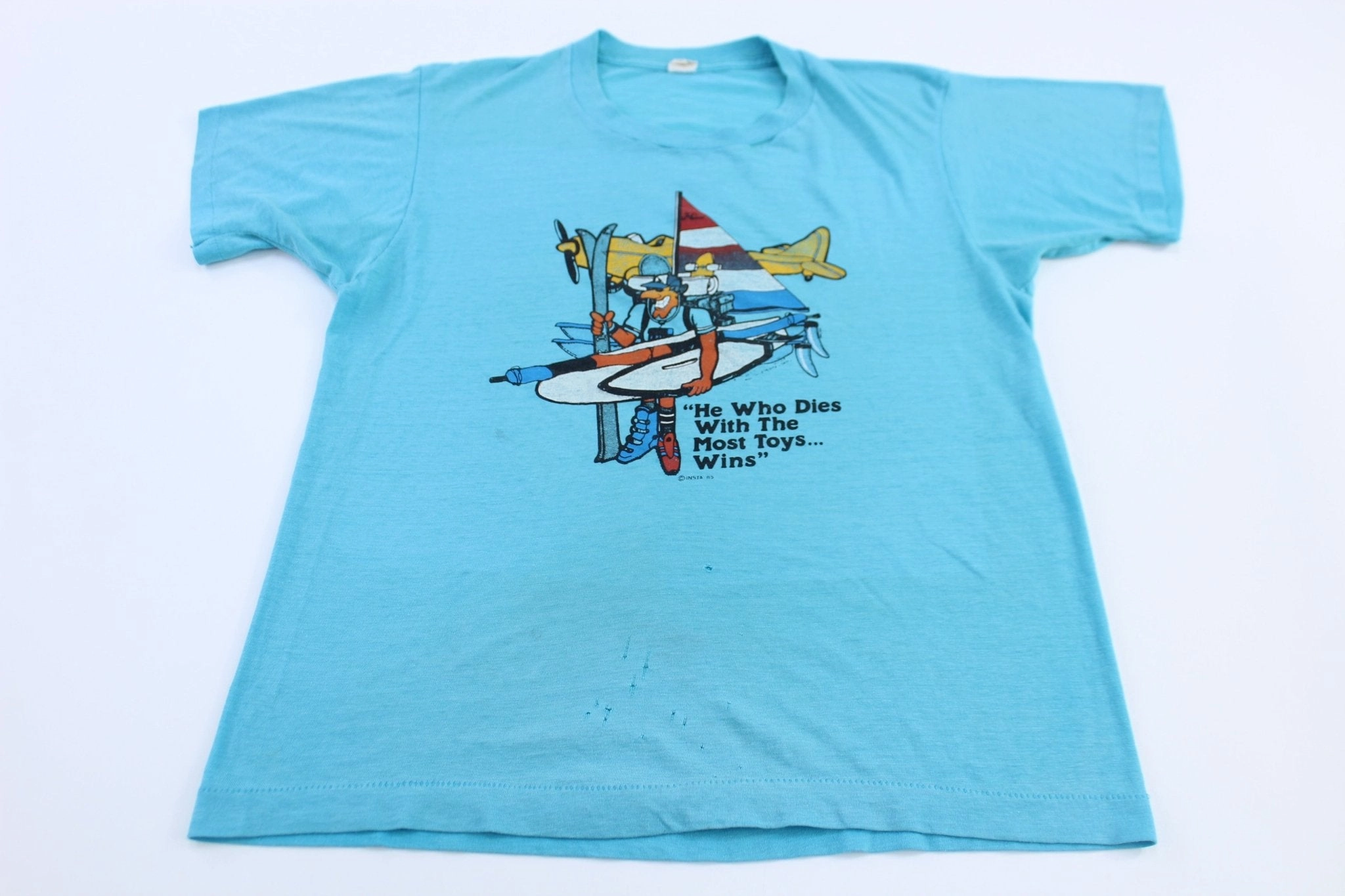 80's He Who Dies With The Most Toys... Wins T-Shirt Retro