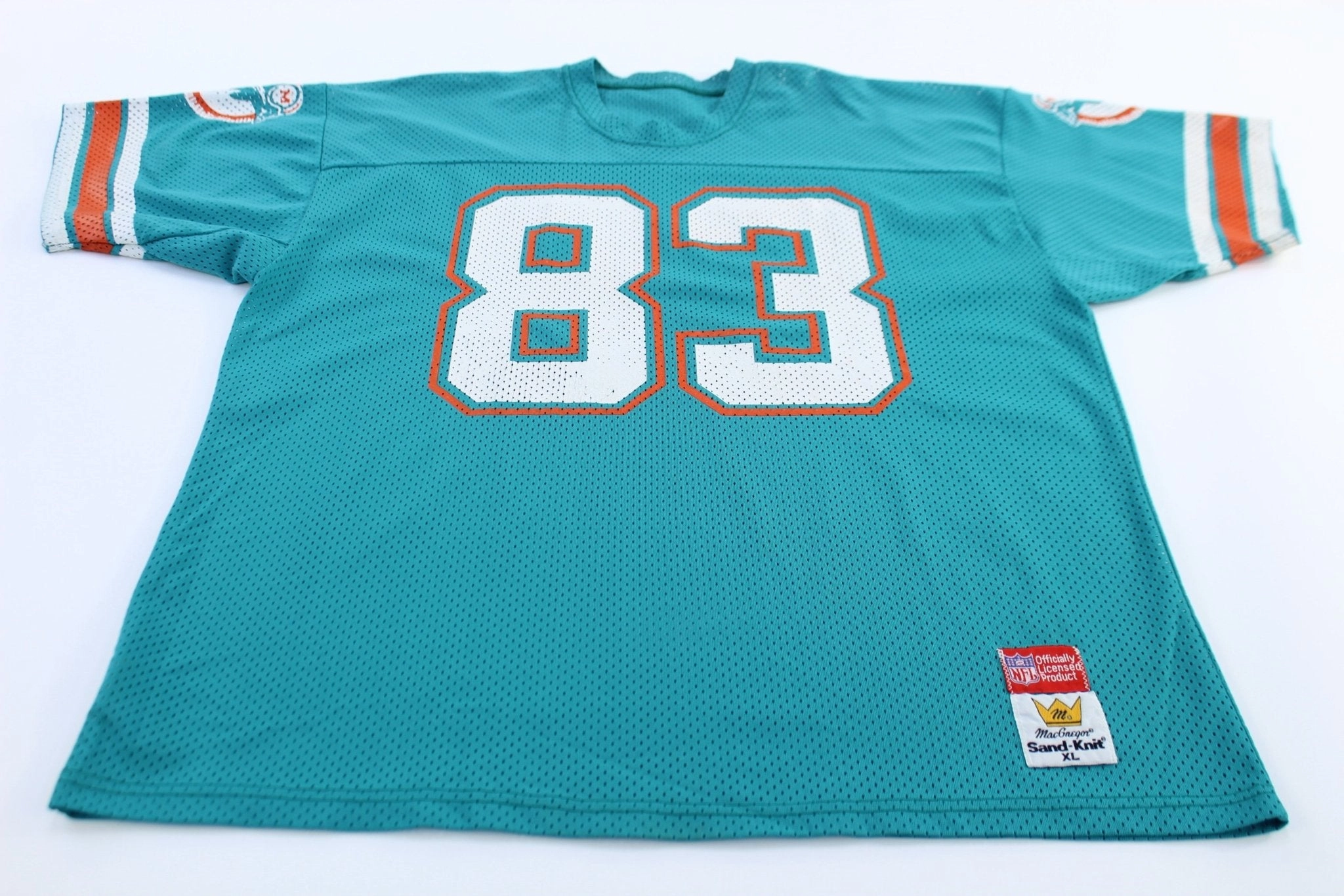 Energy Comfort Flexible Neck Opening 80's Miami Dolphins #83 Sand Knit Football Jersey