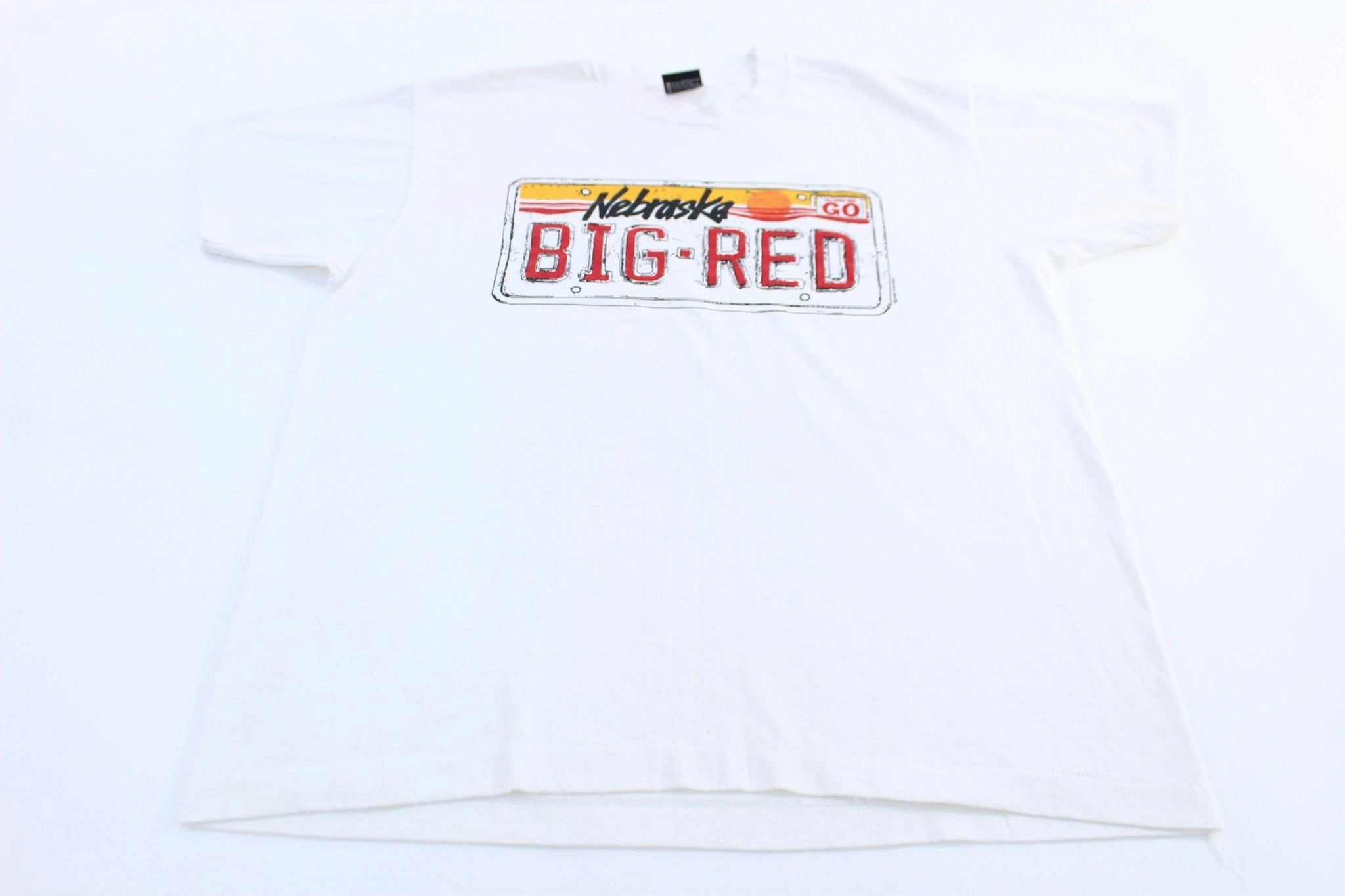 80's Nebraska Big Red License Plate Graphic T-shirt Micro Perforation