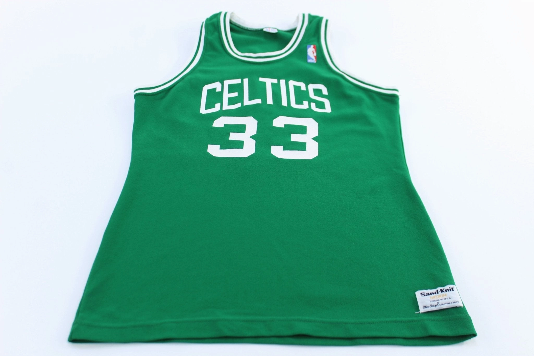 80's Sand Knit Boston Celtics Larry Bird #33 Basketball Jersey Flex Performance