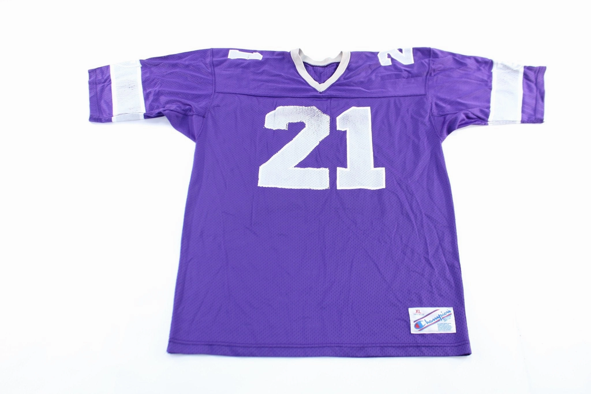 Gym Essentials 90's Champion Embroidered Logo Purple & Grey #21 Lutkauskas Football Jersey