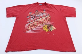Layered Neckline 90's Chicago Blackhawks Hockey Graphic T-Shirt