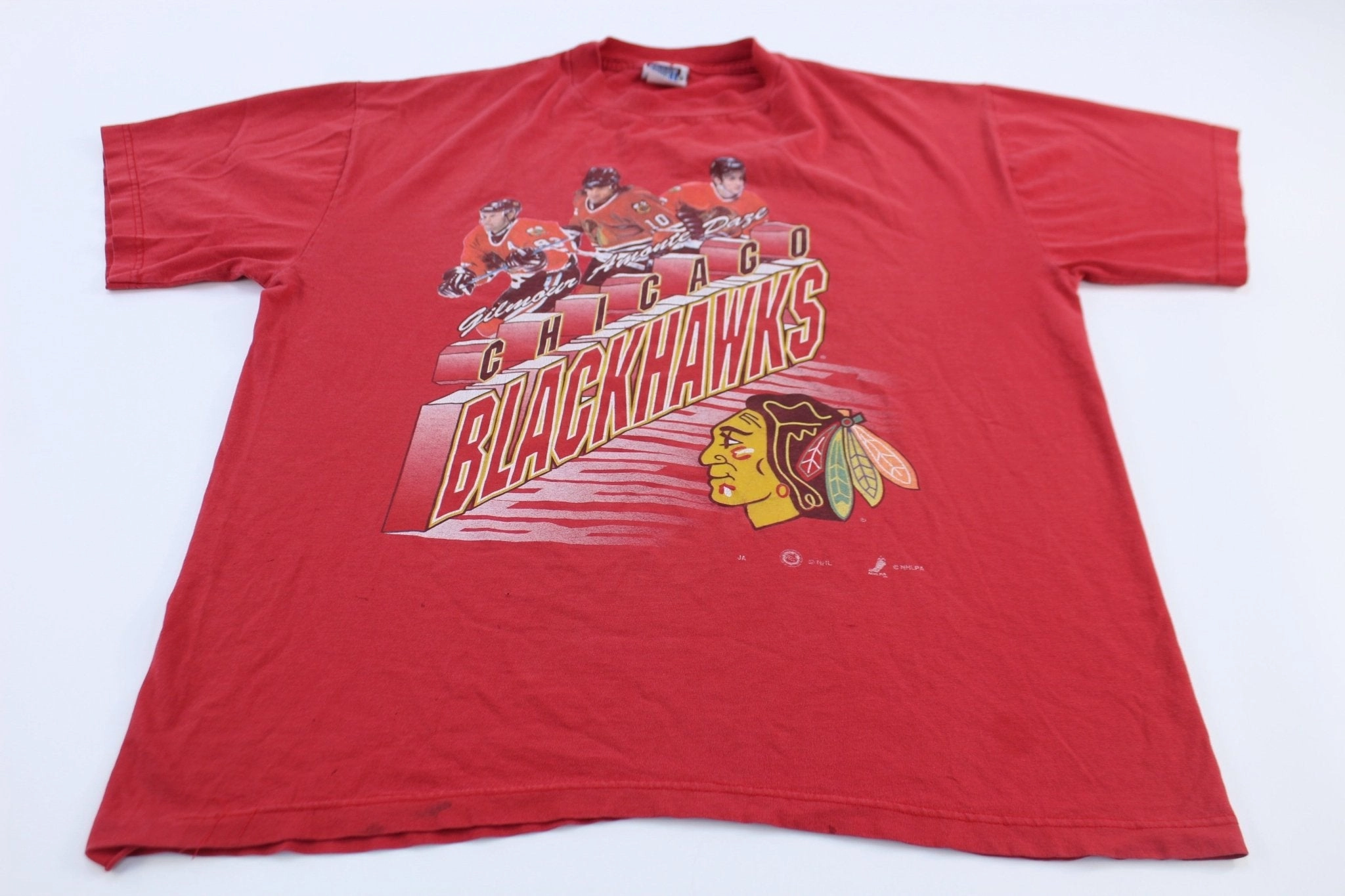 Layered Neckline 90's Chicago Blackhawks Hockey Graphic T-Shirt