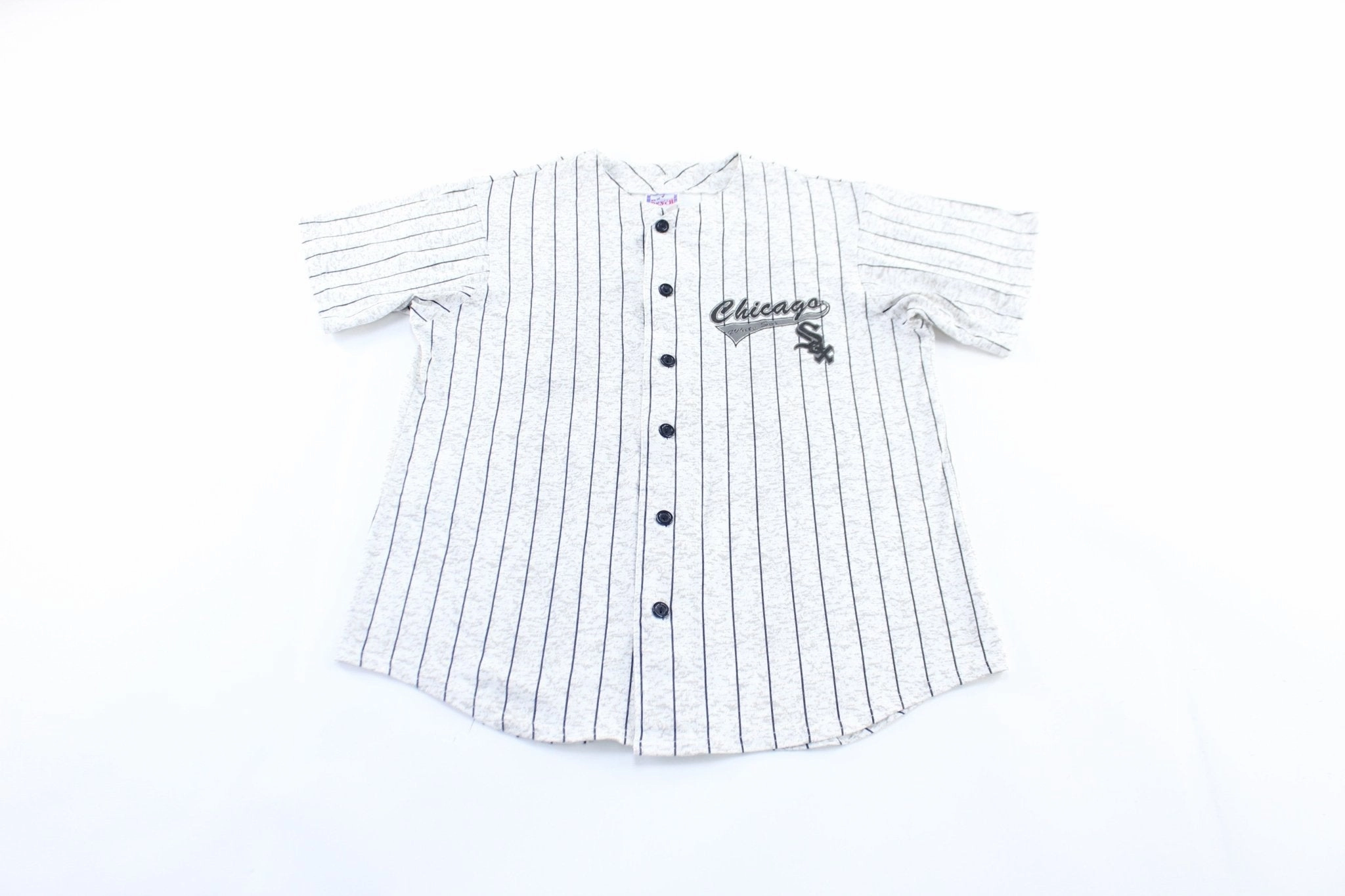 90's Chicago White Sox Striped Baseball Jersey Layered Mesh Inserts