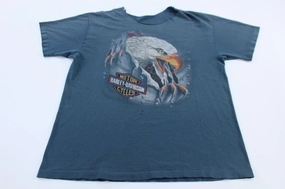 TaglessDesign Flexible Ribbed Neckline 90's Harley Davidson Motorcycles Topeka, Kansas Eagle T-Shirt