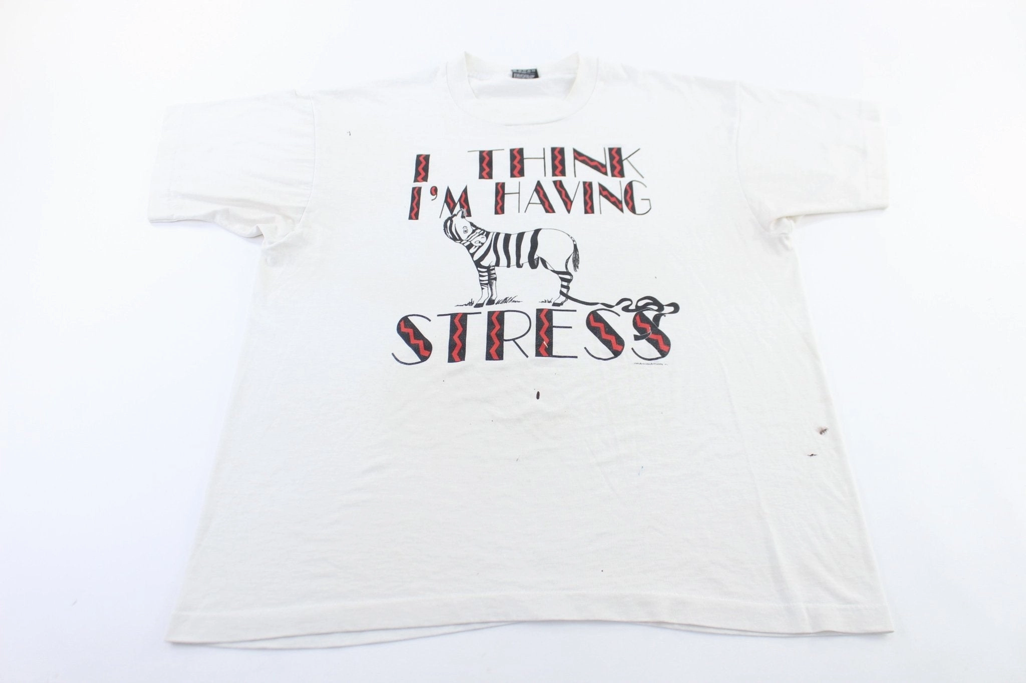 Taped Neckline 90's I Think I'm Having Stripes Graphic T-Shirt