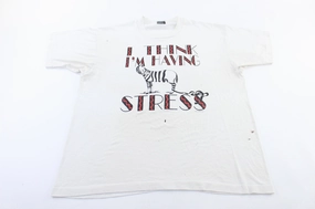 Taped Neckline 90's I Think I'm Having Stripes Graphic T-Shirt