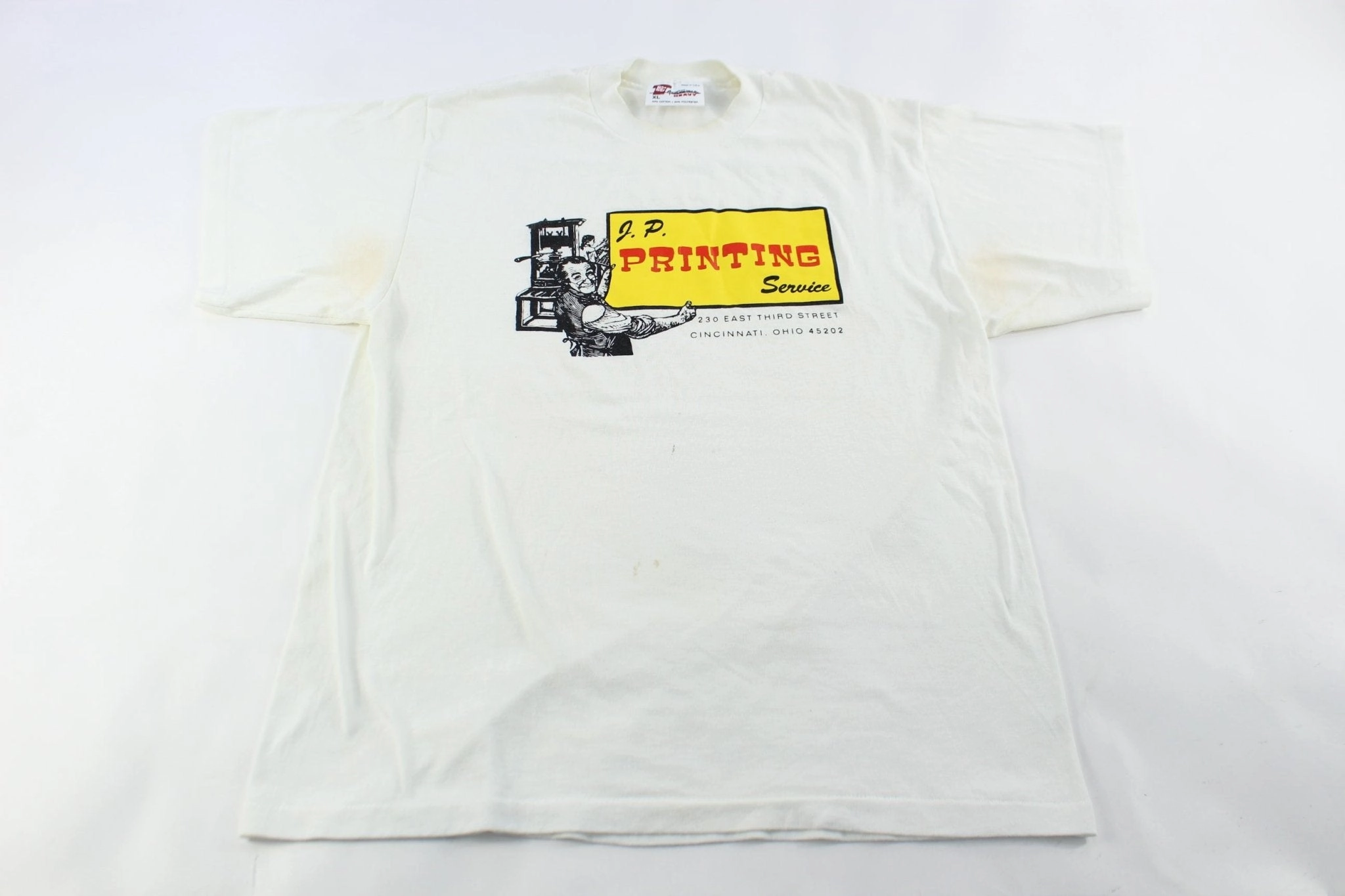 90's J.P. Printing Service Cincinnati, Ohio T-Shirt Layering Must-Have Cozy Essentials