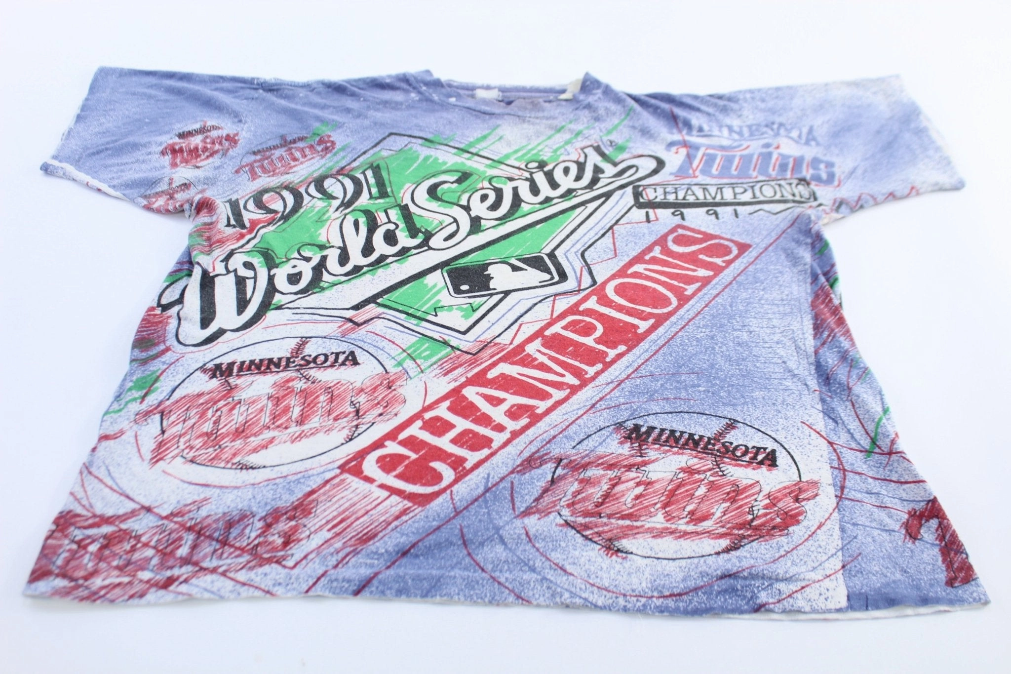 90's Minnesota Twins Baseball World Series Champions All Over Print T-Shirt Trendy Design Bold colors