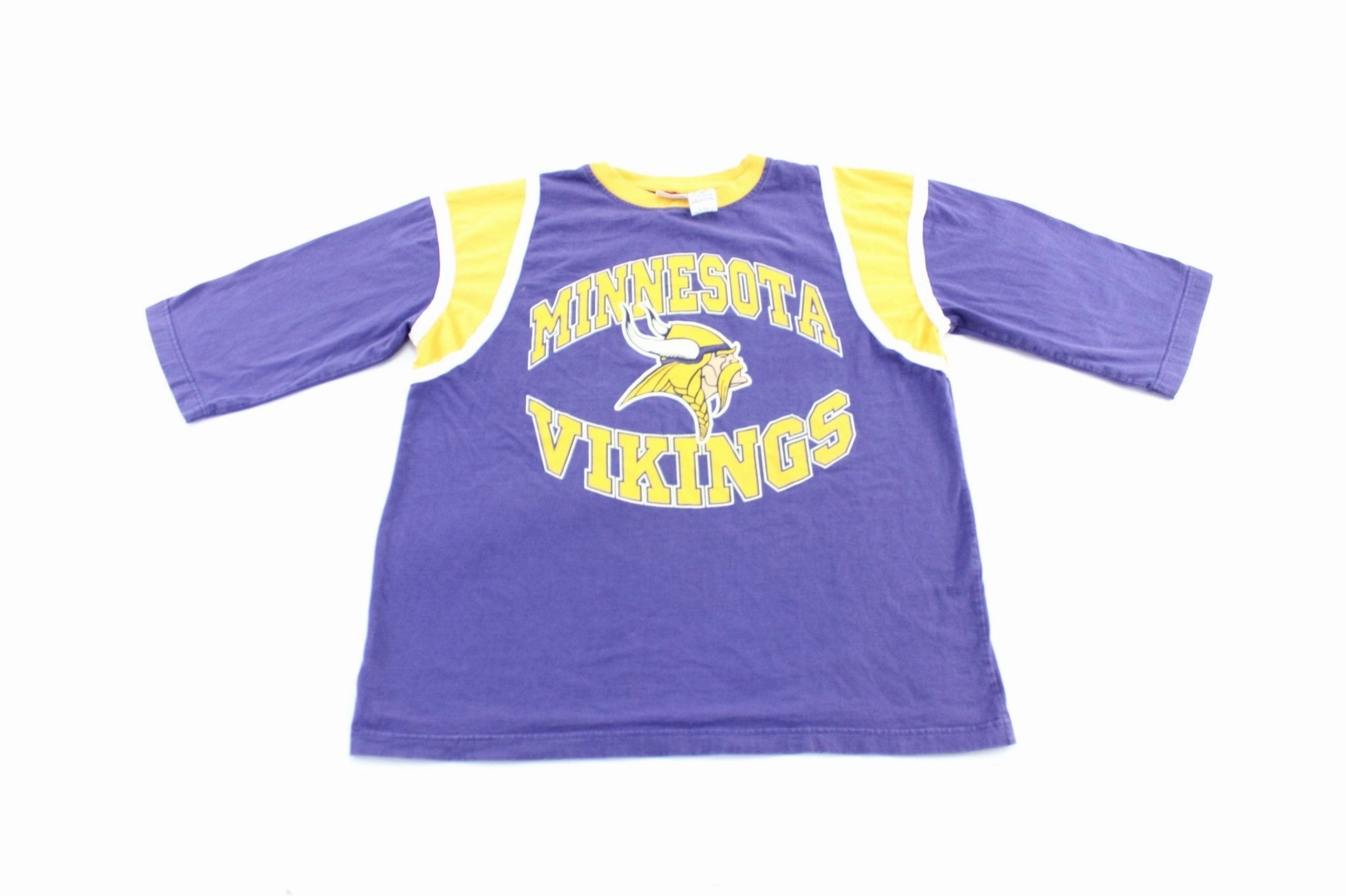 90's Minnesota Vikings Football T-Shirt Stretchable Collar Band All-Weather Wear