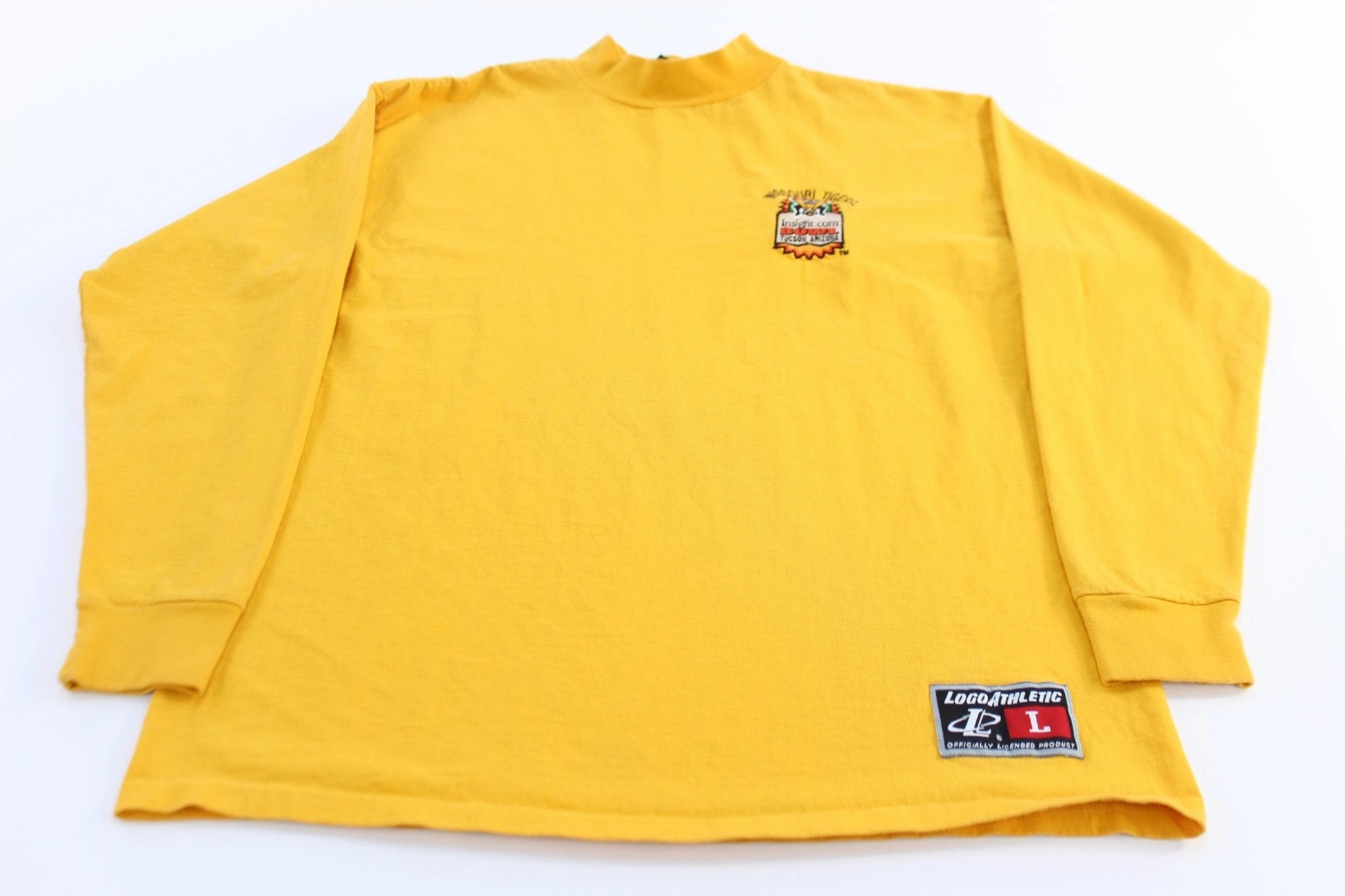 90's Missouri Tigers Insight Bowl Yellow Logo Athletic LS T-Shirt Sporty Fashion Soft Fit Wear