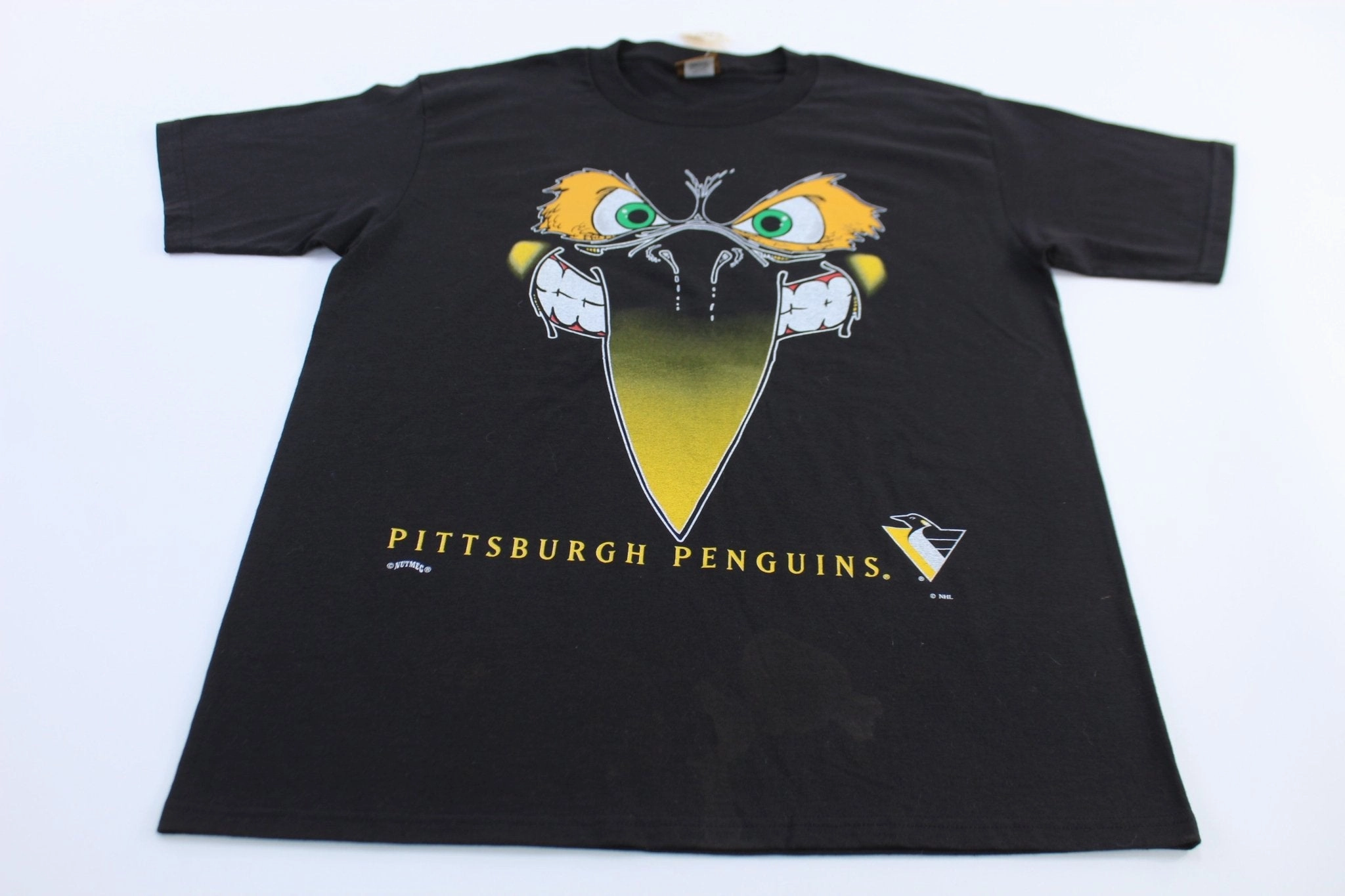 Subtle Logo Placement SustainableManufacturing 90's Pittsburgh Penguins Hockey Nutmeg Graphic T-Shirt