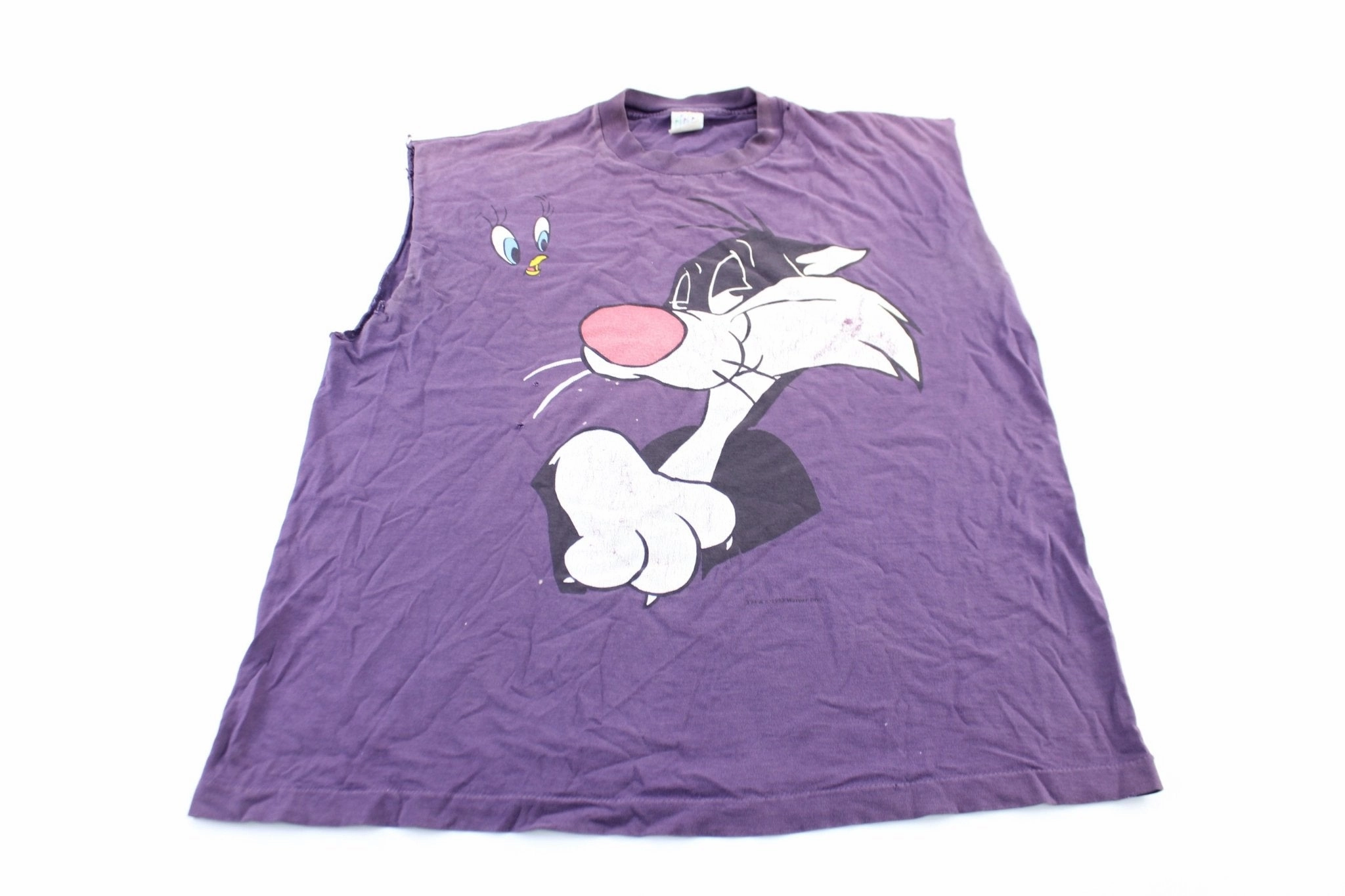 90's Six Flags Sylvester Cat Graphic Tank Top Sweat Wicking Ribbing