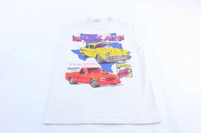 90's Texas Motorplex Super Chevy Show Graphic Tank Top Contrast Trim Details Energy Gear