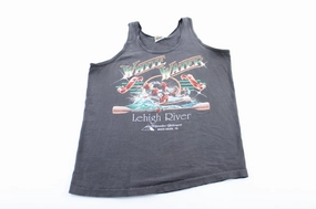 Reinforced Stress Point Stitching 90's White Water Challengers Graphic Tank Top