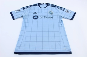 Adidas Logo Kansas City Sporting Striped Soccer Jersey Thermal Conductive Yarn