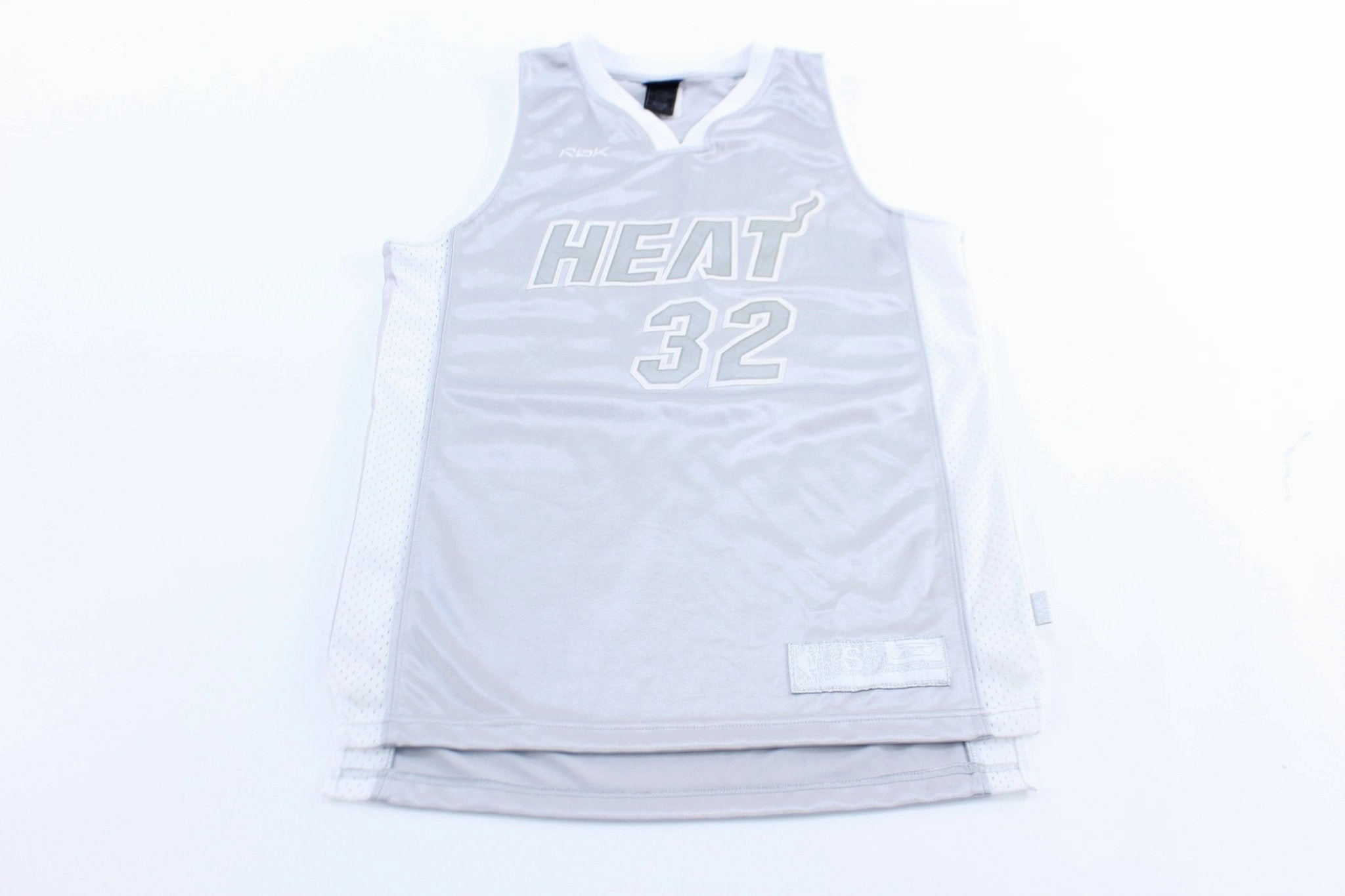 No Pressure Tagless Neckline Reebok Embroidered Miami Heat Shaquille O'Neal Silver Basketball Jersey