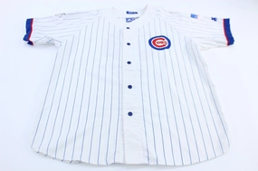Double Layered Thermal Insulation Non Chafing Edges 90's Chicago Cubs Baseball Embroidered Striped Starter Jersey