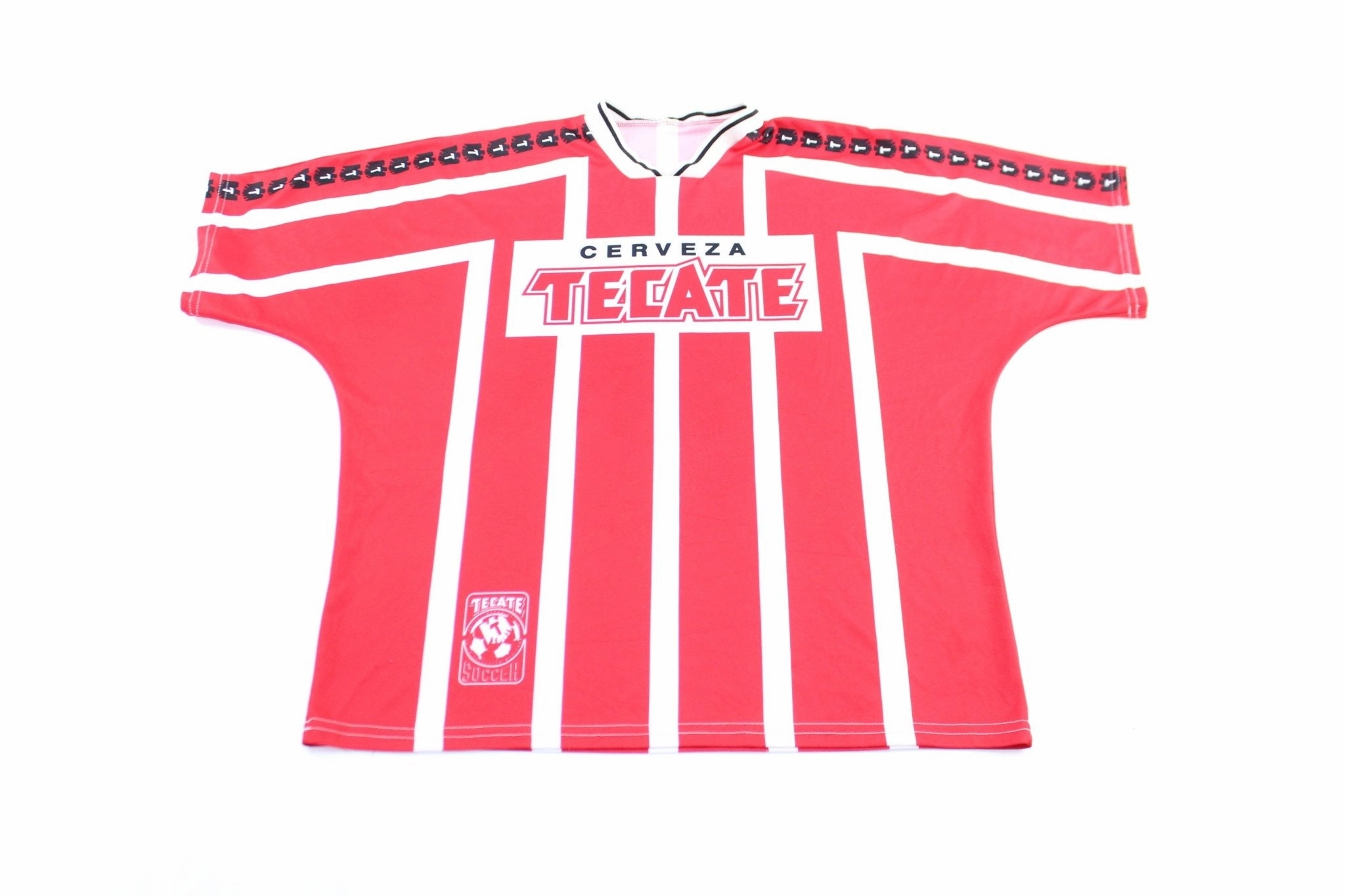 Sport Flex Cervaze Tecate Logo Mexico Red & White Striped Soccer Jersey