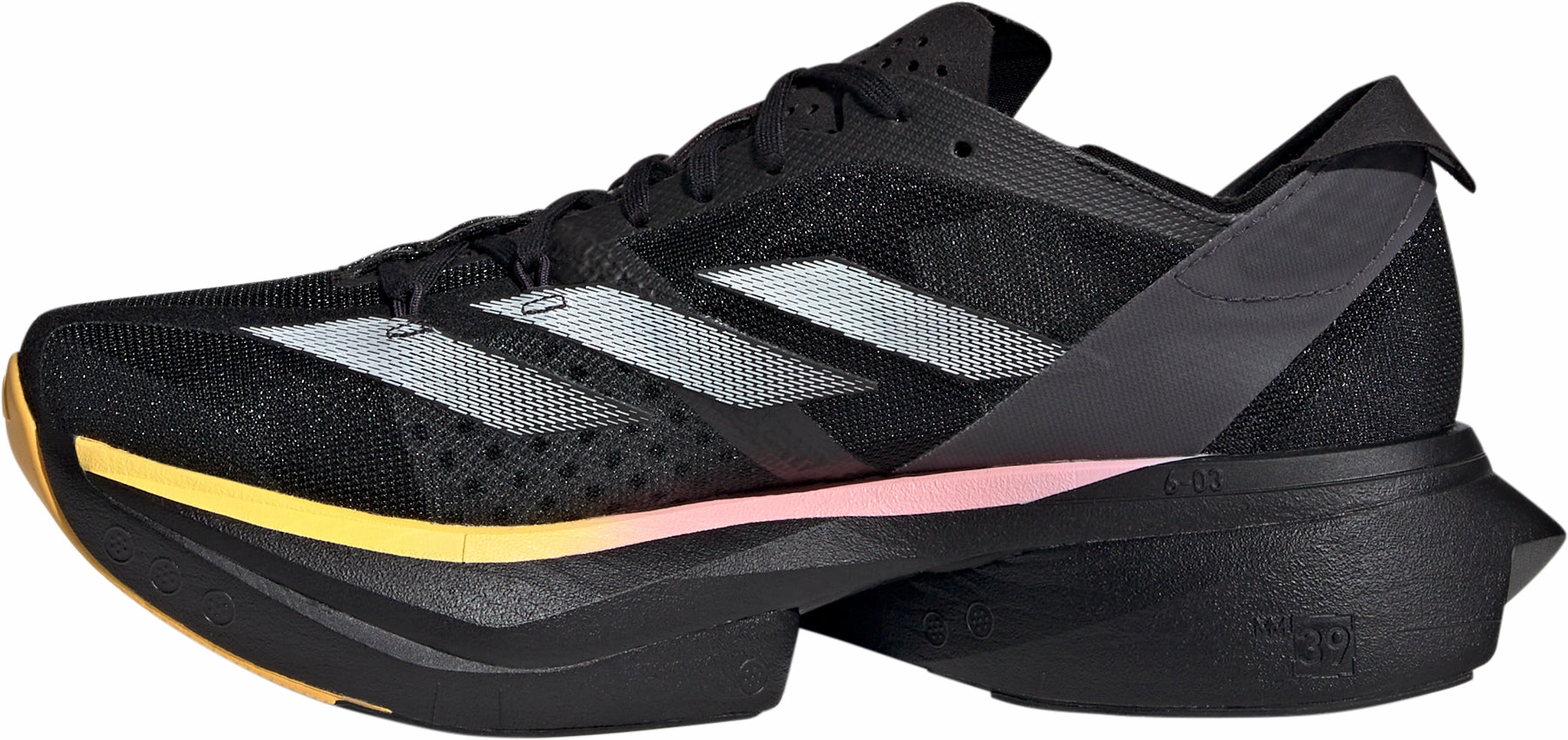 adidas Adizero Adios Pro 3 Womens Running Shoes - Black Sock Like Fit Design High Rebound Foam Compound