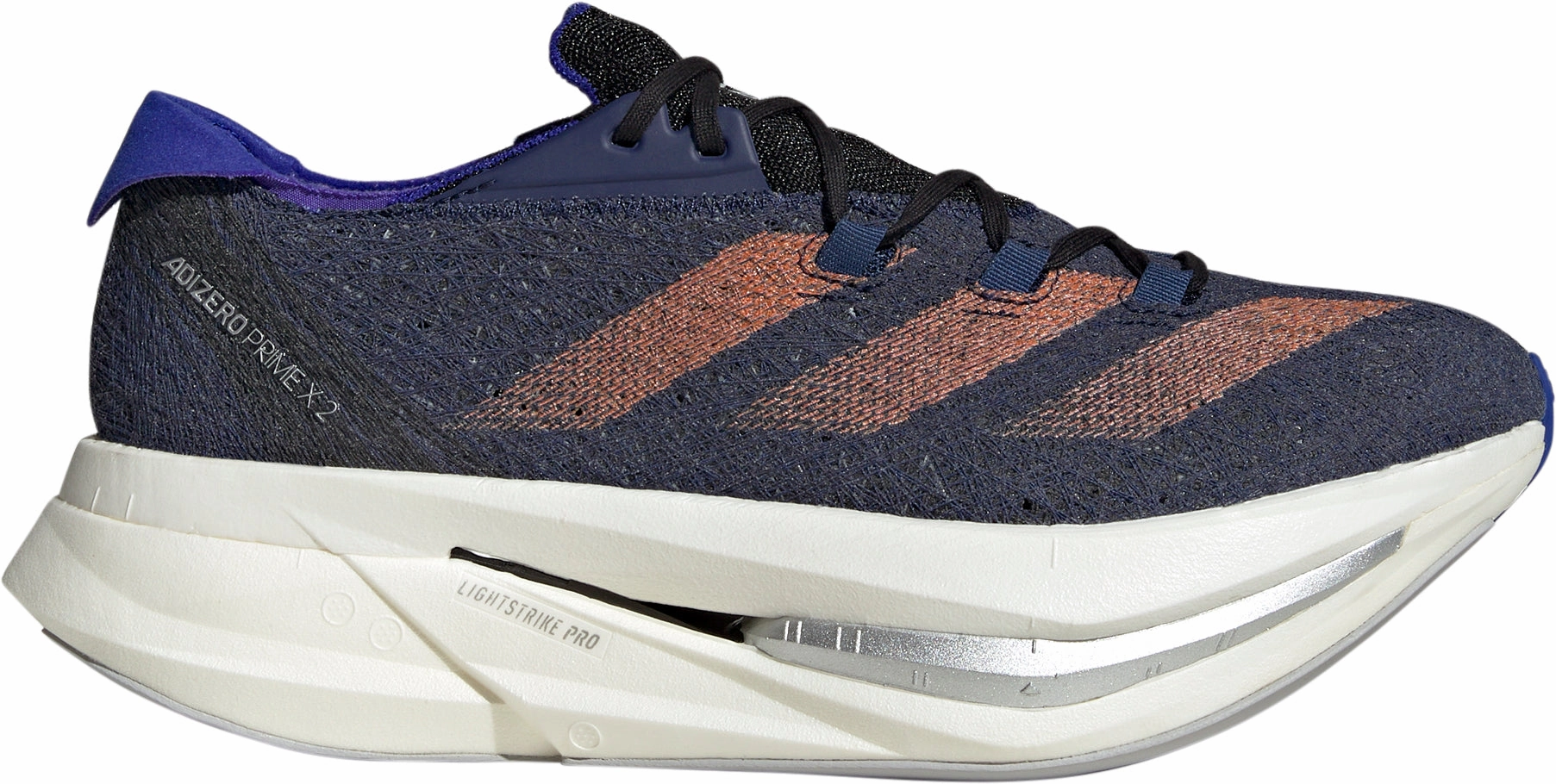 adidas Adizero Prime X 2.0 Strung Running Shoes - Blue Energy Propulsion Tech Wide - base