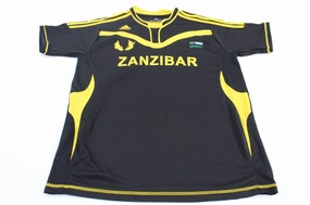 Adidas Embroidered Logo Black & Yellow Zanzibar Soccer Jersey Friction Reducing Inner Layer Bold Trim