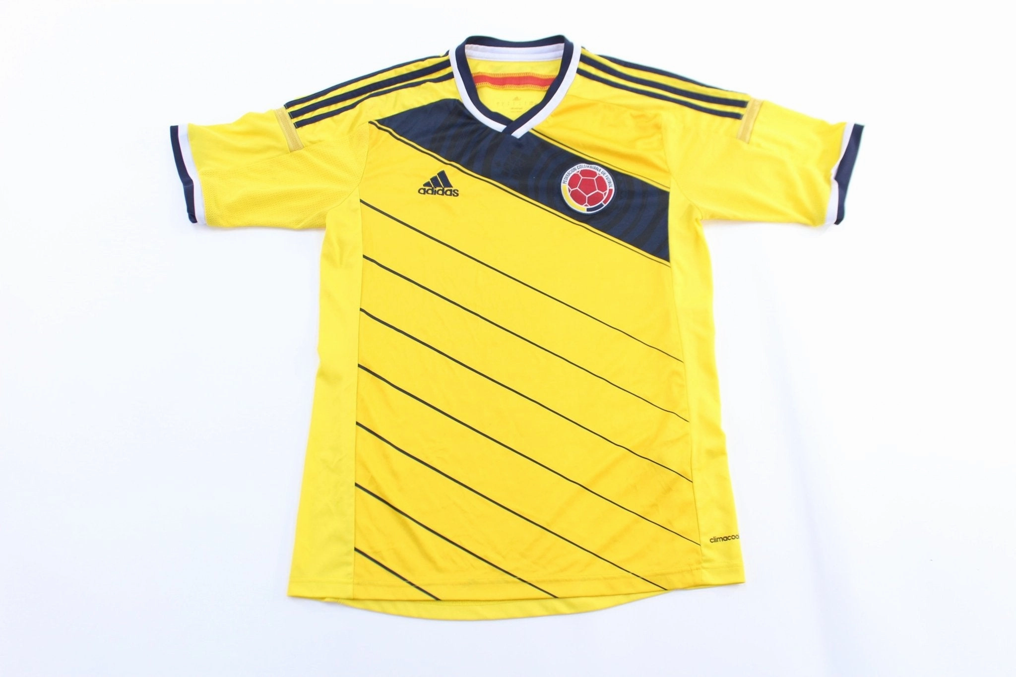 Adidas Embroidered Logo Columbia Striped Soccer Jersey Moisture Control Fabric