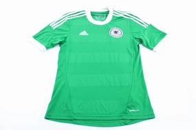 Adidas Embroidered Logo Germany Striped Soccer Jersey Yarn Dye Effect