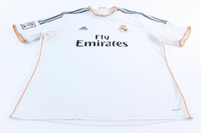Advanced Elasticity Fibers Reinforced Shoulders Adidas Embroidered Logo Real Madrid Striped Soccer Jersey