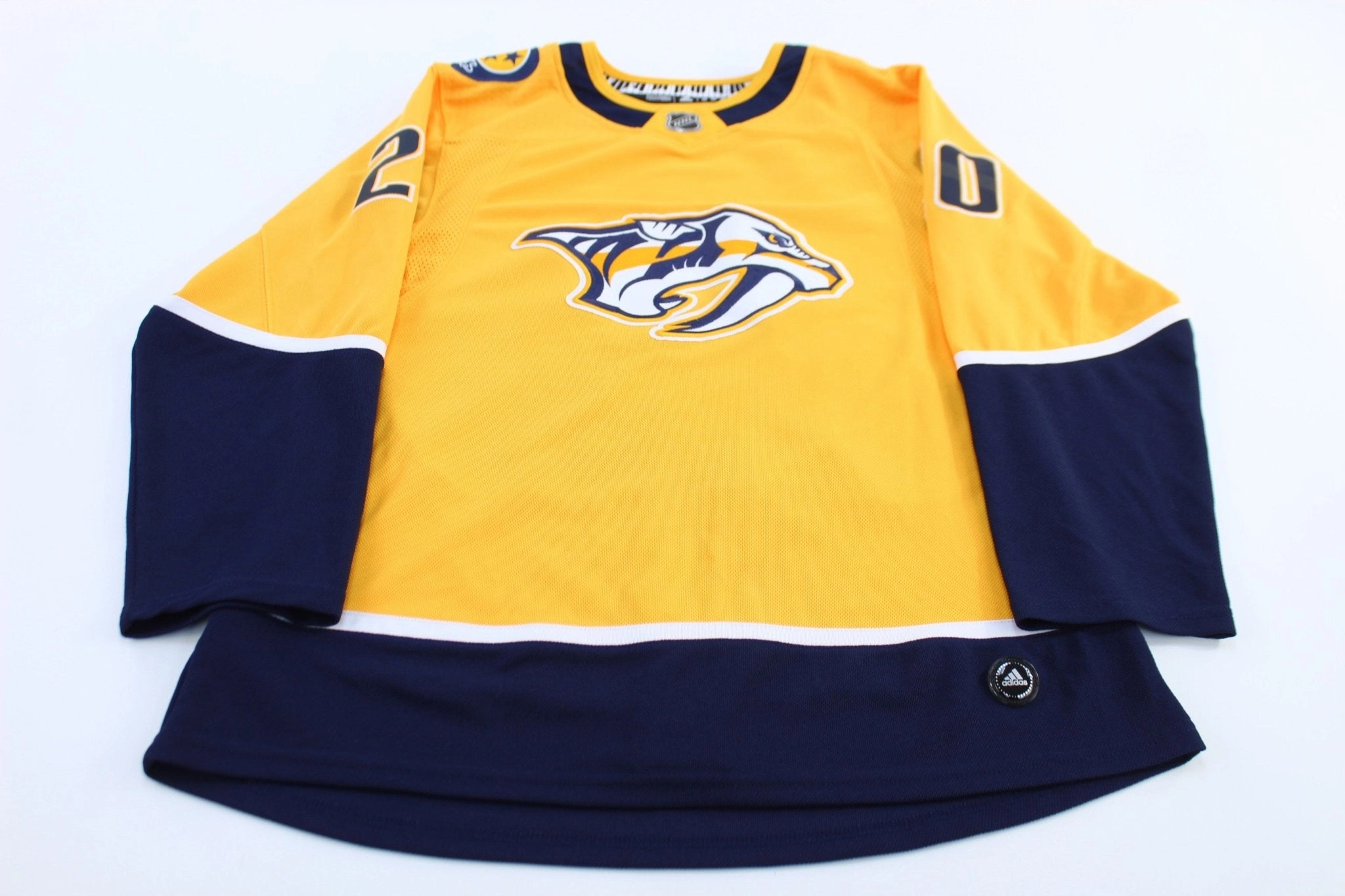 Adidas Miikka Salomaki Nashville Predators Hockey Jersey Ergonomic Cut Ribbed Hem Detail