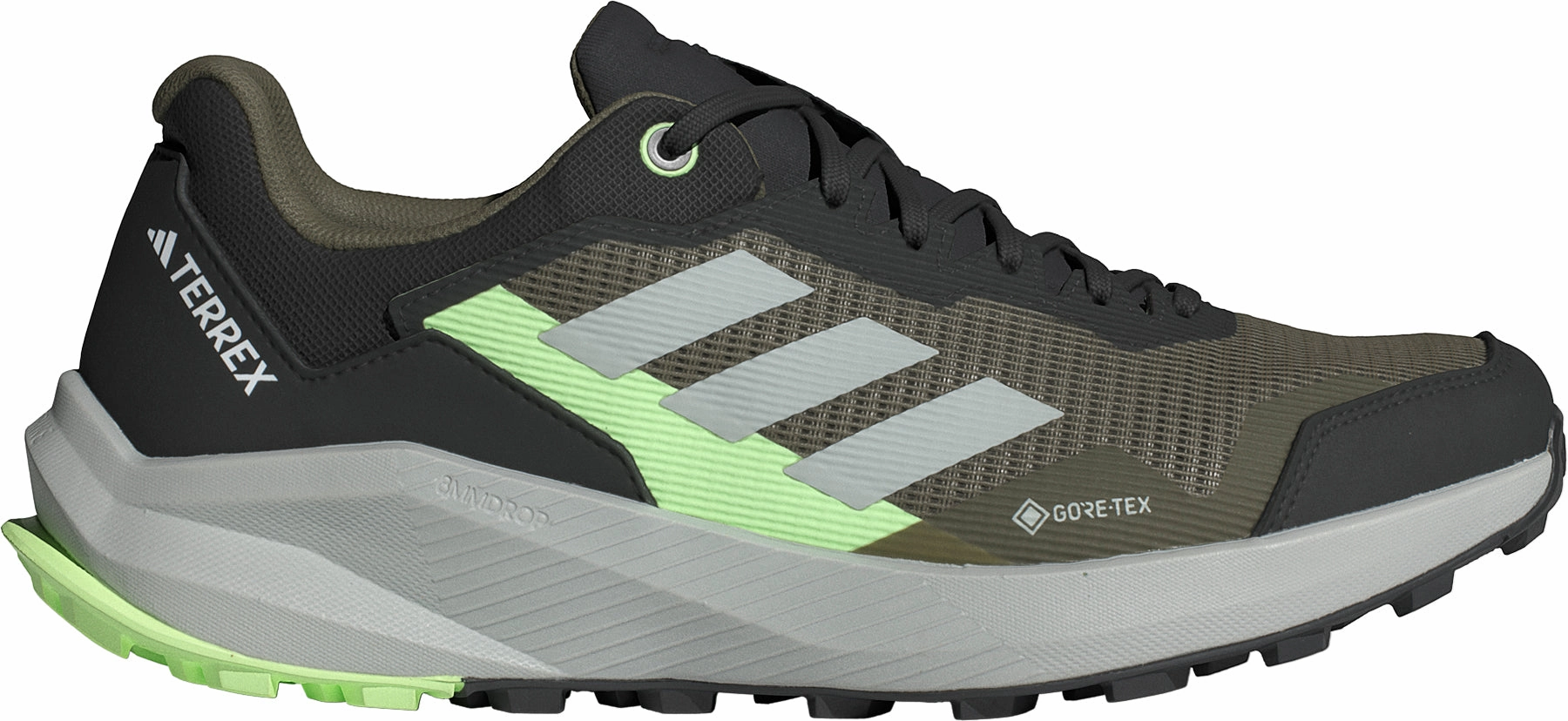 adidas Terrex Trail Rider GORE-TEX Mens Trail Running Shoes - Green Shockproof Midsole