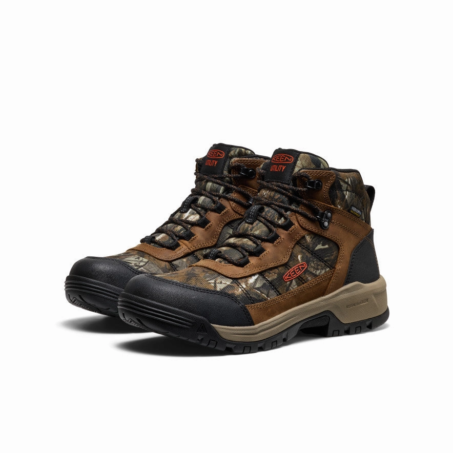 Shock Absorbing Footbed Men's Skokie Waterproof Work Boot (Soft Toe)  |  Camo/Black