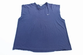 Motion Design 2000's Nike Embroidered Swoosh Logo Blue Tank Top