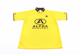 AEK Athens F.C. Logo Black & Yellow Soccer Jersey Quick Adapt Fibers No Slip Gripper Hem