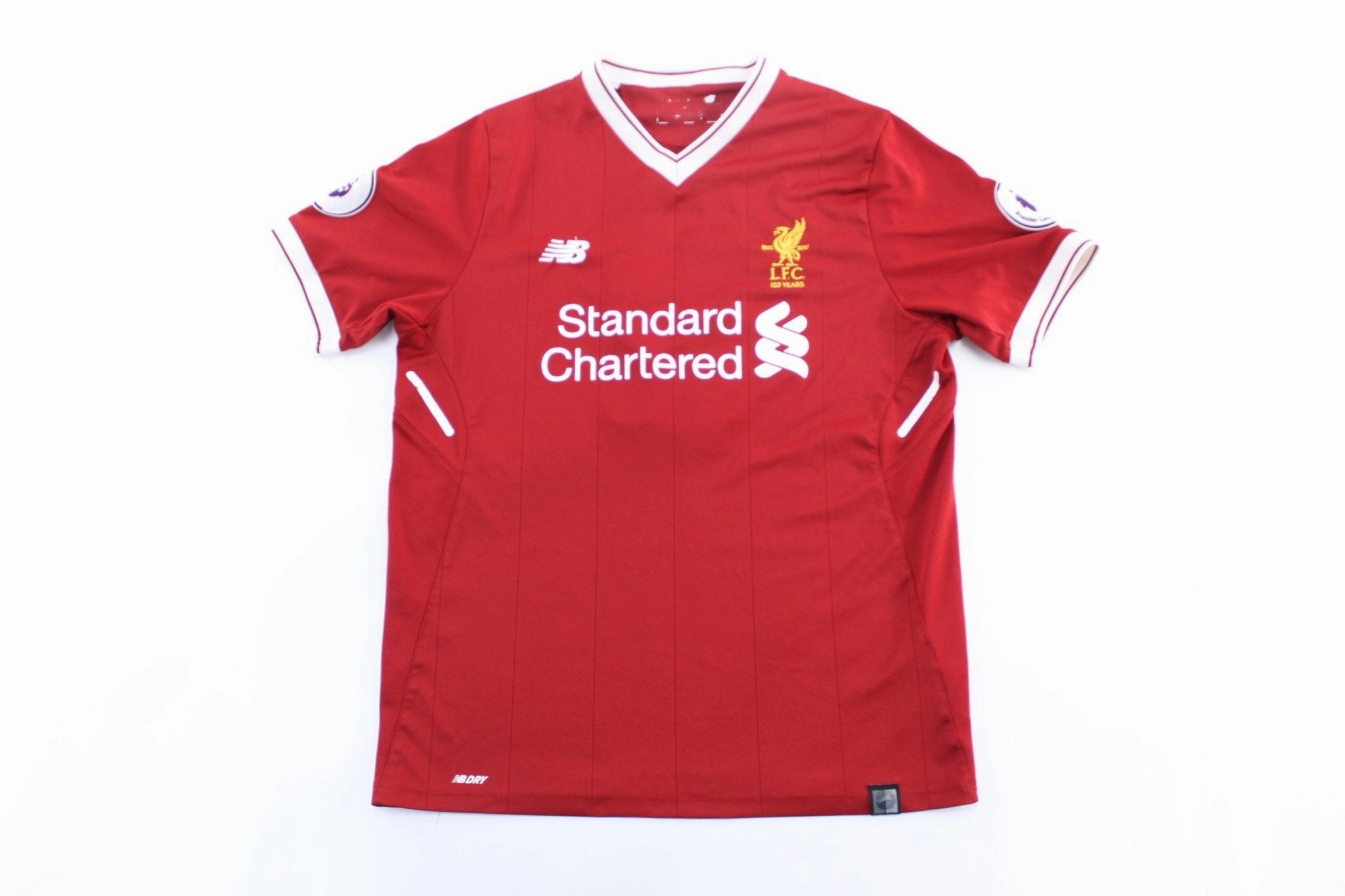 New Balance Embroidered Logo Liverpool Mohammed Salah Soccer Jersey Contrast Trim Details Flexible Neckline