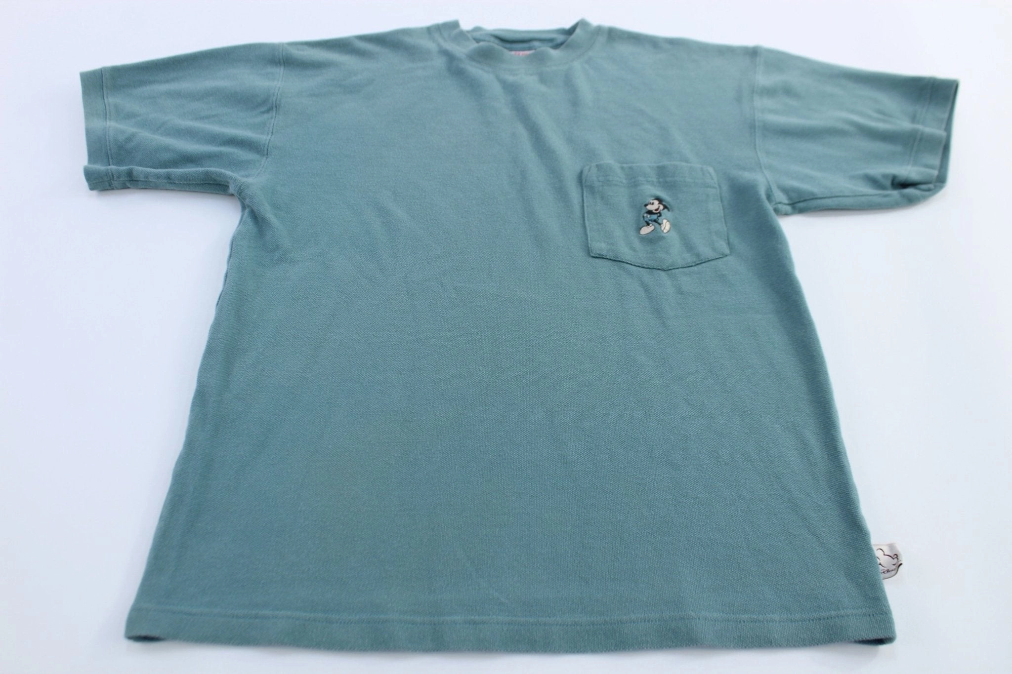Mickey Inc Embroidered Mickey Mouse Seafoam Pocket T-Shirt Daily Comfort Style Comfortable Piece