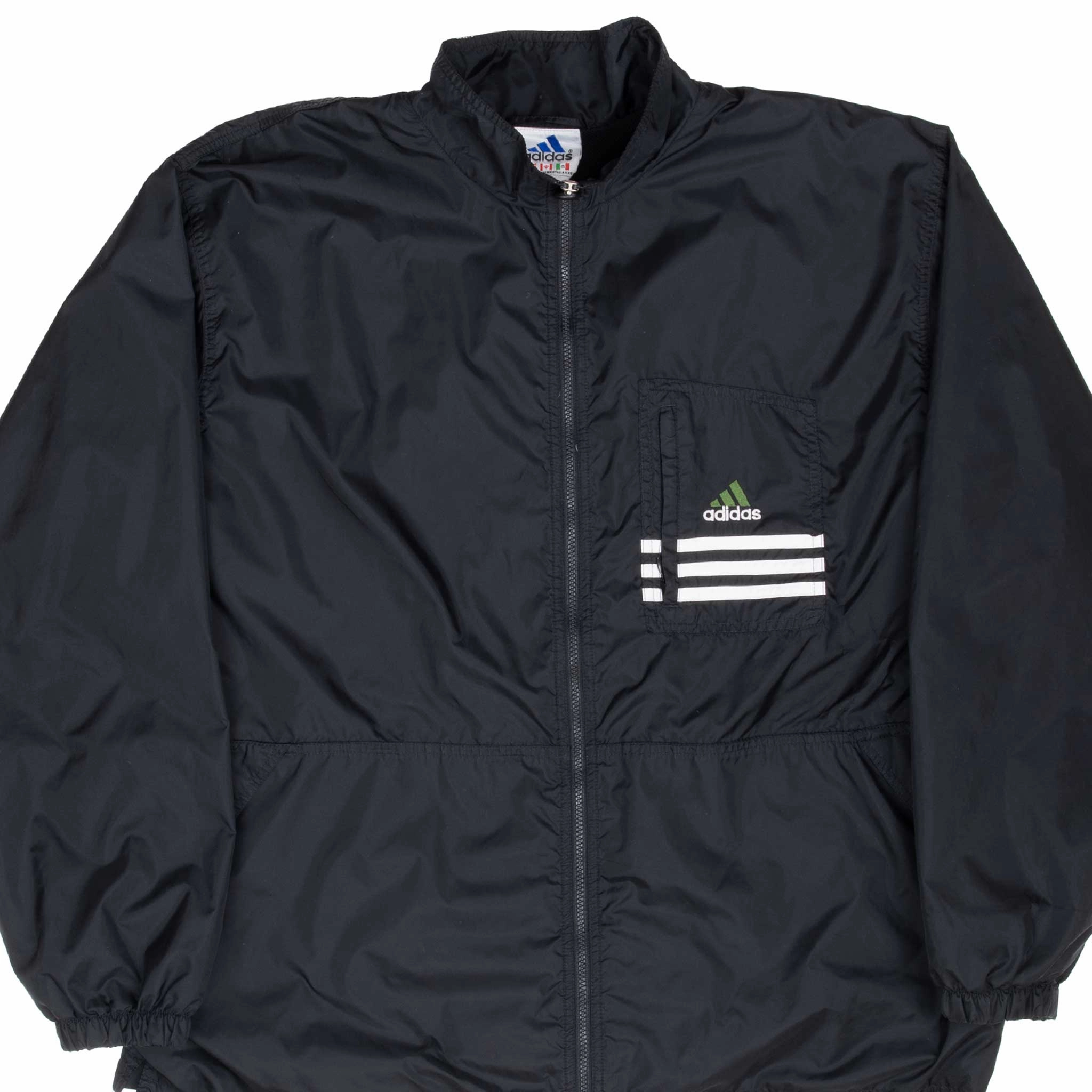 VINTAGE ADIDAS BLACK WINDBREAKER JACKET 1990S 2XL Hook and loop fasteners Upgrade