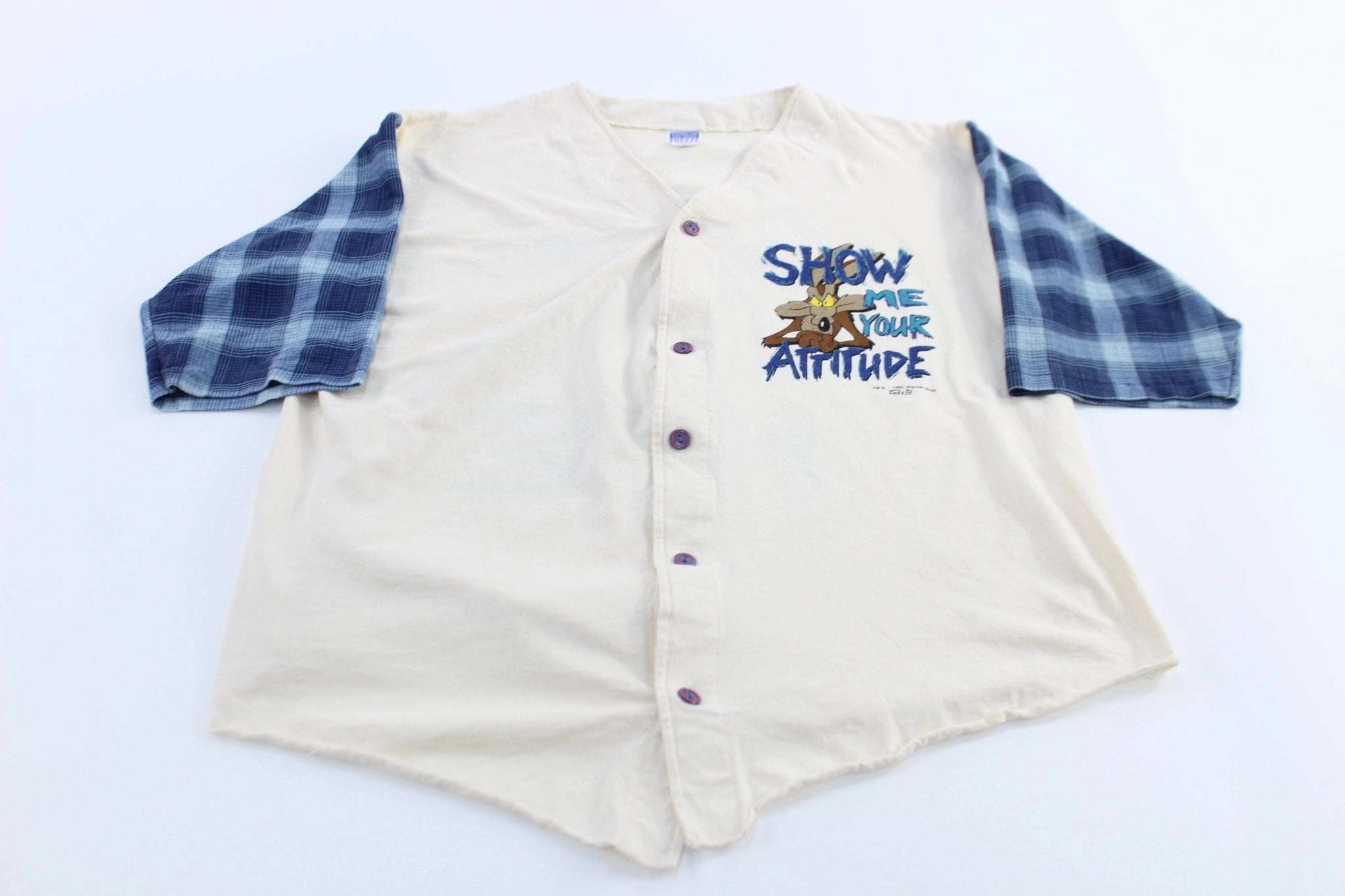 1995 Warner Bros Show Me Your Attitude Wile. E Coyote Jersey Vented Back Panel