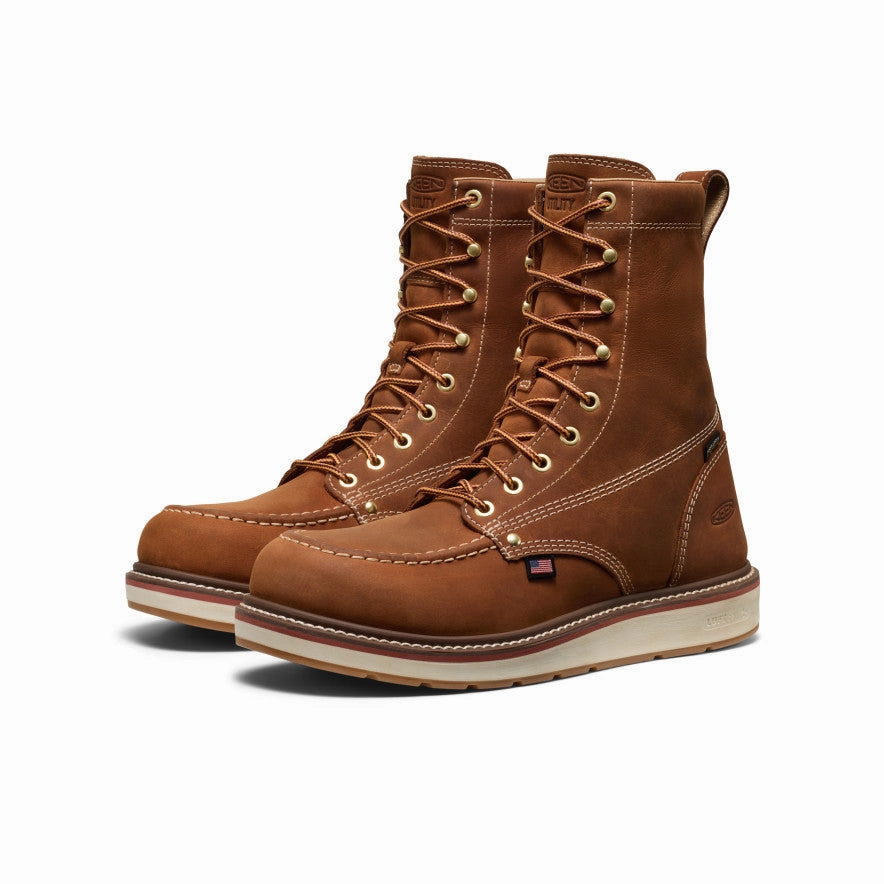 Men's Liberty 8" Waterproof Boot (Soft Toe)  |  Leather Brown/Birch Neutral Shade Flat Finish