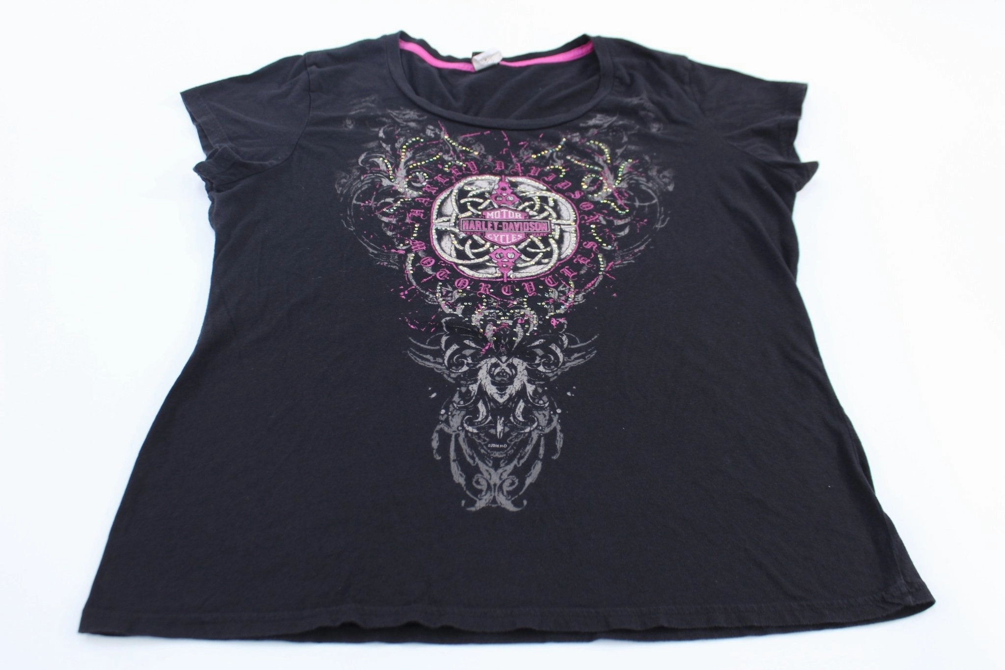 Women's Harley Davidson Motorcycles North Carolina Black T-Shirt Durable Wear Soft and Lightweight