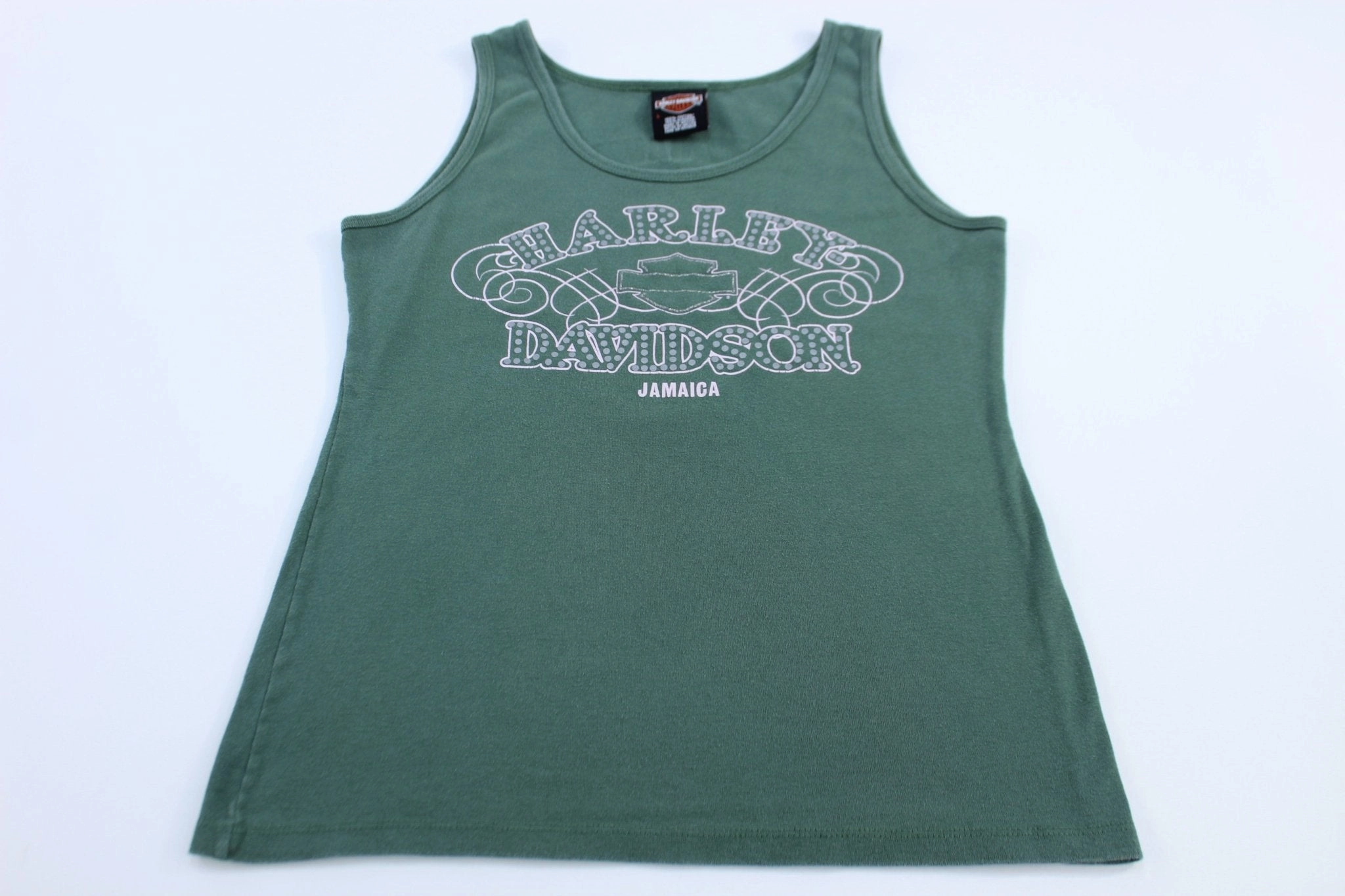 Women's Harley Davidson Jamaica Green Tank Top Easy Care Material