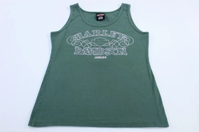 Women's Harley Davidson Jamaica Green Tank Top Easy Care Material
