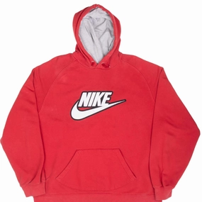 VINTAGE NIKE SPELLOUT RED HOODIE SWEATSHIRT 2000S SIZE 2XL non hooded zippered