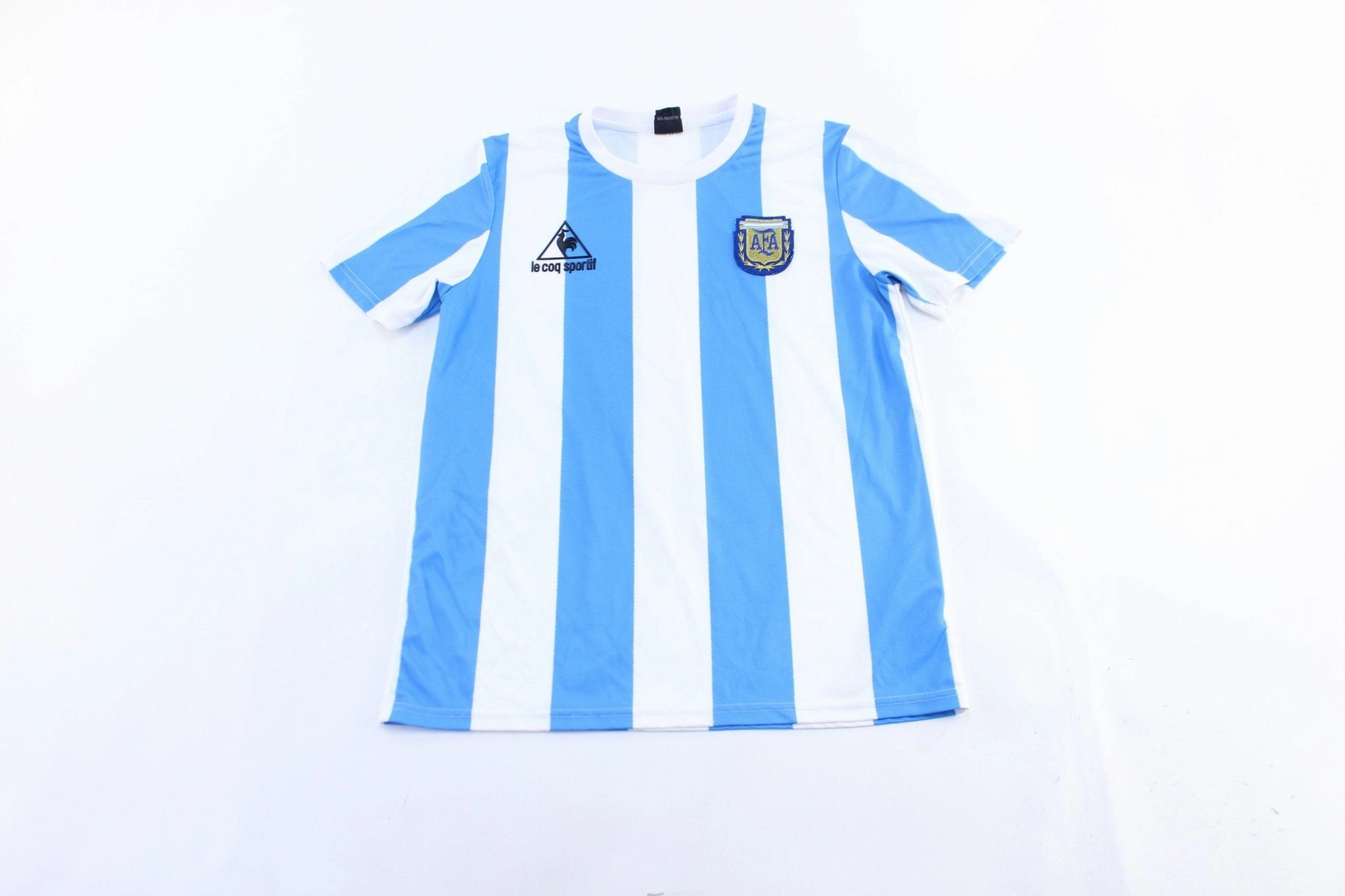 Argentina Embroidered Patch Blue & White Striped Soccer Jersey Motion Design